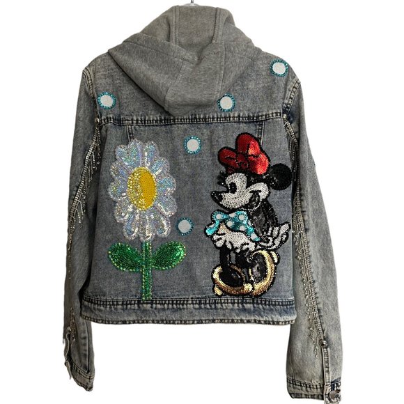 (H-217) Minnie Mouse Embellished Denim Jacket Size XL - Picture 5 of 13